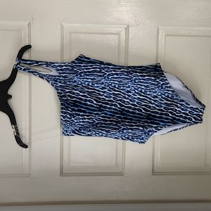 NWT Jessica Simpson One Shoulder Blue Print Swim Suit